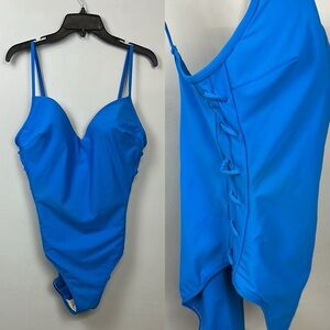 Newport News Swim Blue One Piece Body Shaper Swimsuit Sz 16